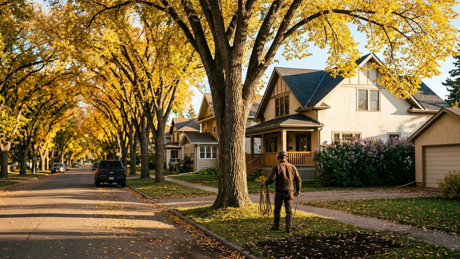 Arborist at work in Saskatoon